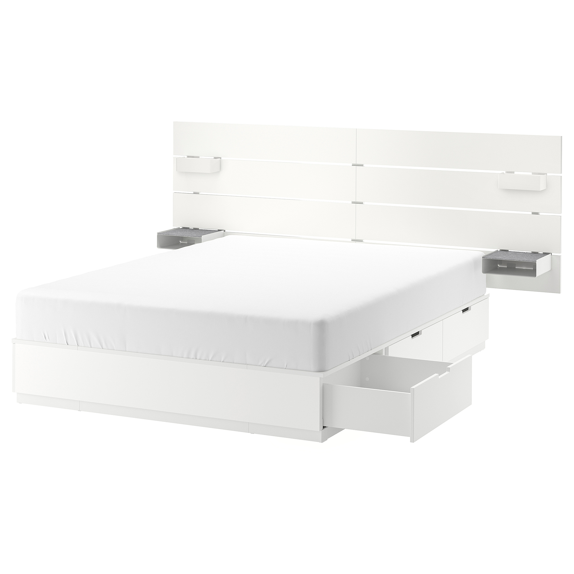 NORDLI bed frame w storage and headboard