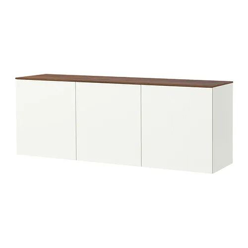 BESTÅ - 上牆式收納櫃組合，白色 Förvaltare/棕色 胡桃木紋，180x42x65 公分 | IKEA 線上購物 - PE990605_S4