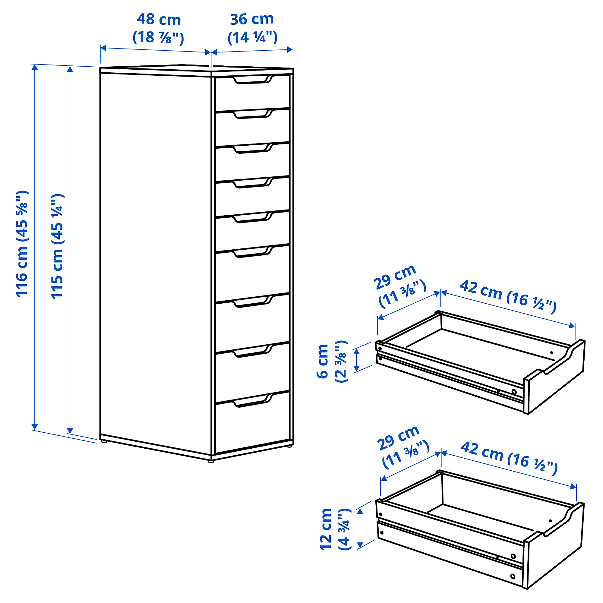 ALEX drawer unit with 9 drawers
