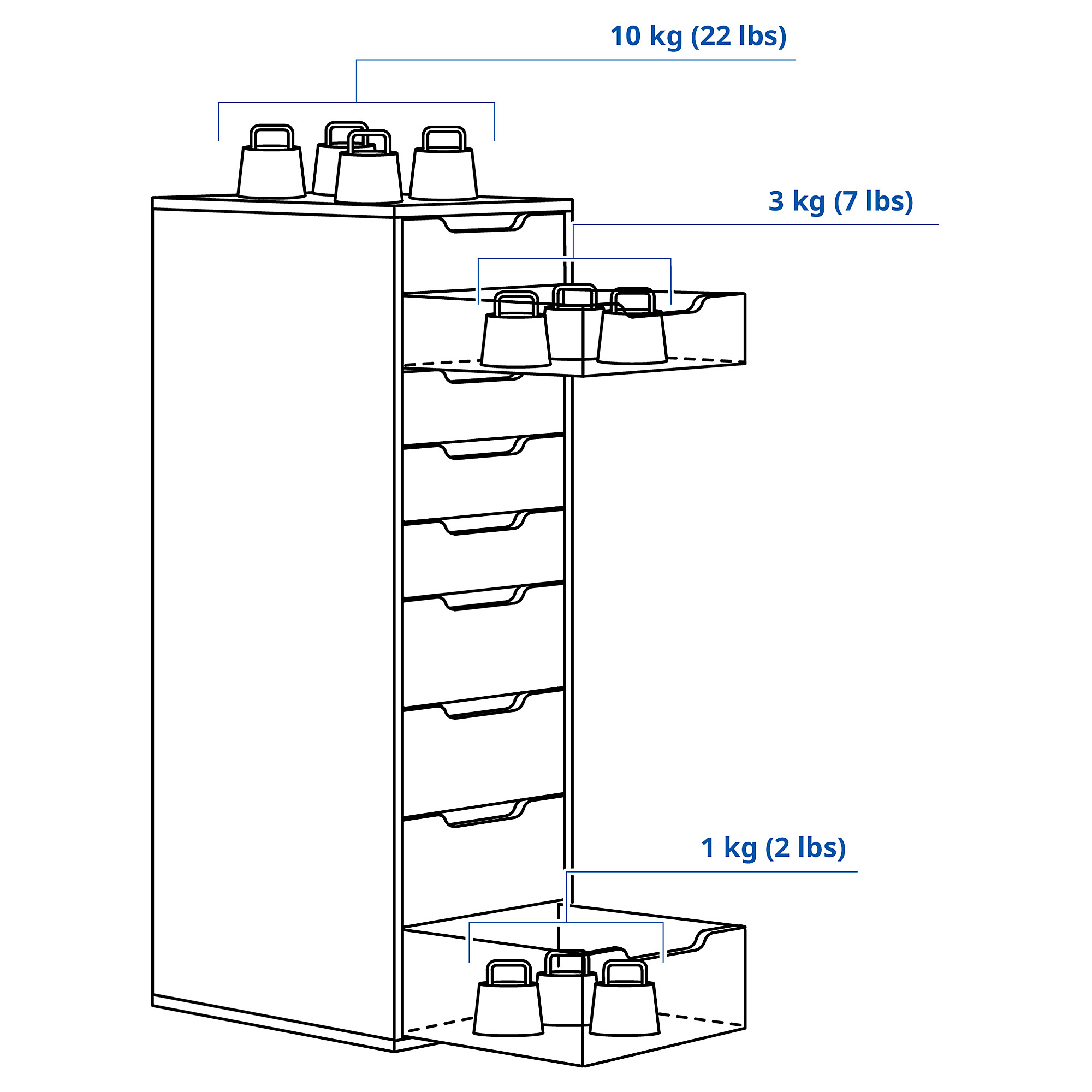ALEX drawer unit with 9 drawers