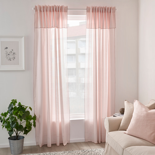 MOALISA - curtains, 1 pair, pale pink/pink | IKEA Taiwan Online - PE801221_S4