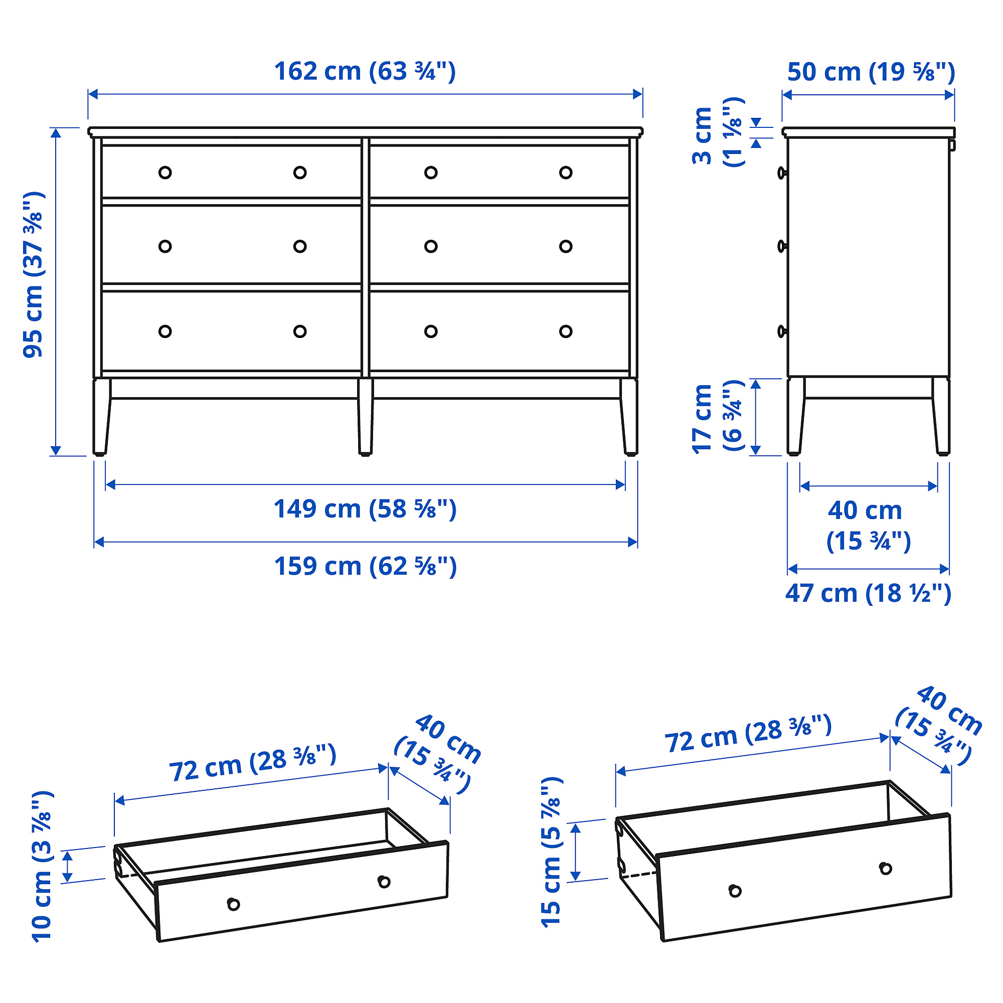 IDANÄS chest of 6 drawers