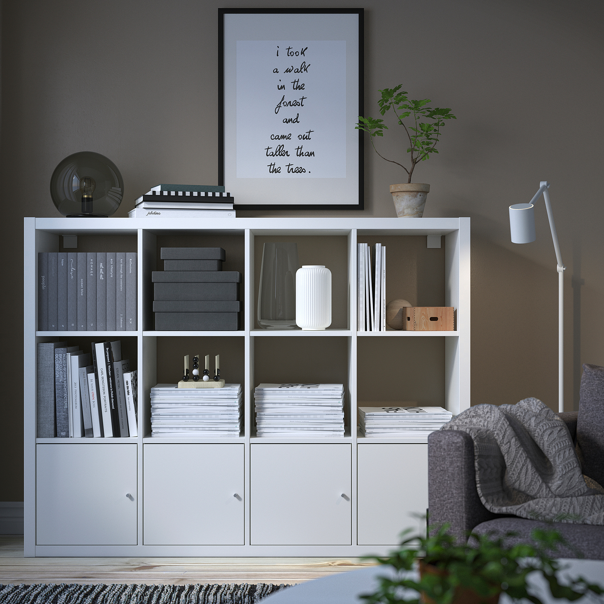 KALLAX shelving unit with 4 inserts