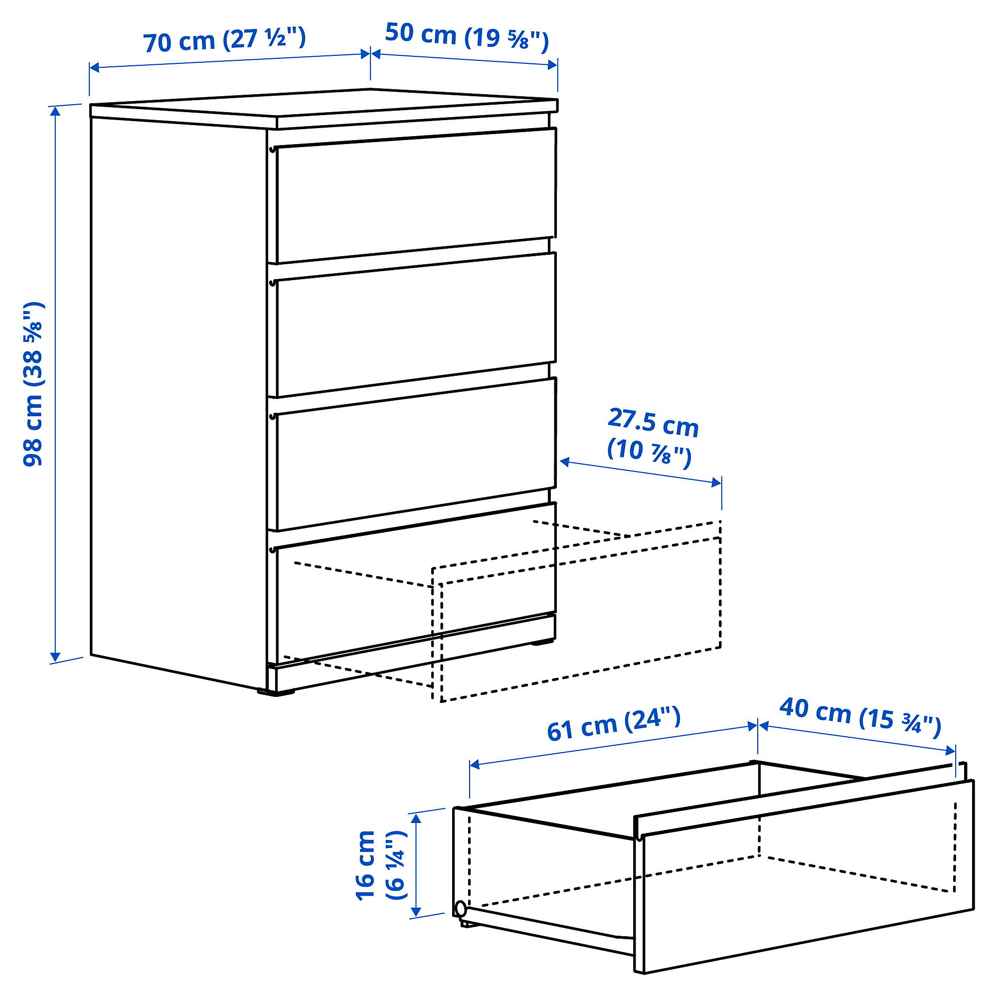 STORKLINTA chest of 4 drawers
