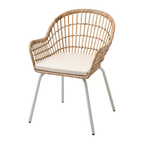 NORNA/NILSOVE - chair with chair pad, rattan white/Laila natural | IKEA Taiwan Online - PE747197_S4
