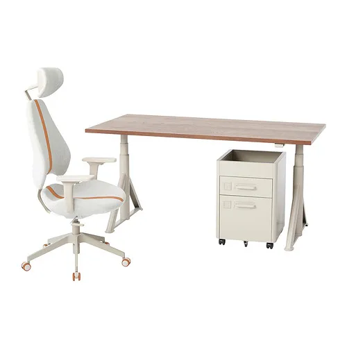 IDÅSEN/GRUPPSPEL - 書桌，椅子/抽屜組, 棕色/米色, 160x80 公分 | IKEA 線上購物 - PE845717_S4