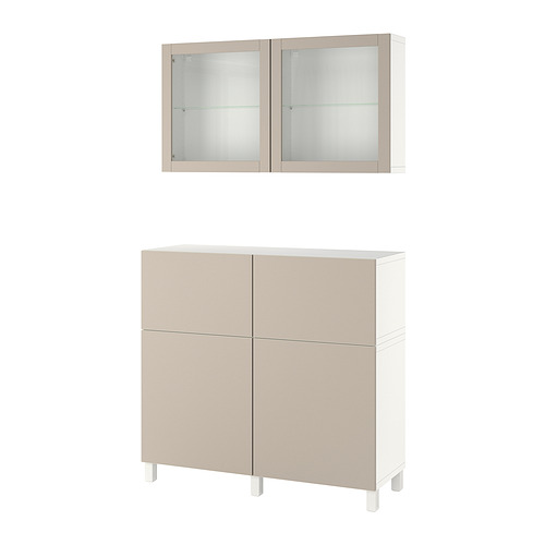 BESTÅ - storage combination w doors/drawers, white Lappviken/Stubbarp/light grey-beige clear glass | IKEA Taiwan Online - PE845750_S4
