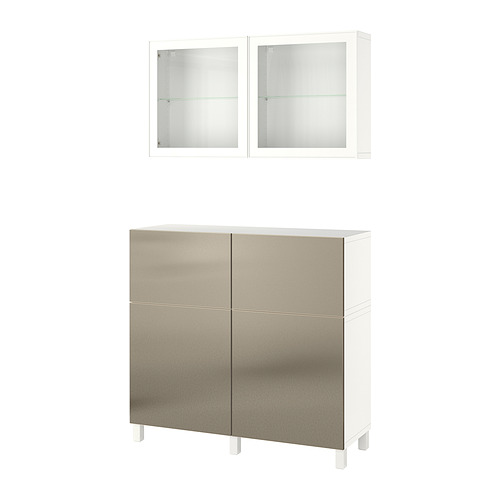 BESTÅ - storage combination w doors/drawers, white Riksviken/Stubbarp/light bronze effect clear glass | IKEA Taiwan Online - PE845745_S4
