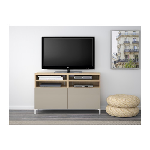 BESTÅ - 電視櫃附門板, 染白橡木紋/Selsviken/Nannarp 高亮面/米色 | IKEA 線上購物 - PE538111_S4