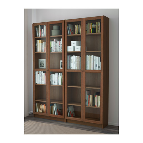 BILLY/OXBERG - bookcase, brown/ash veneer glass | IKEA Taiwan Online - PE600838_S4