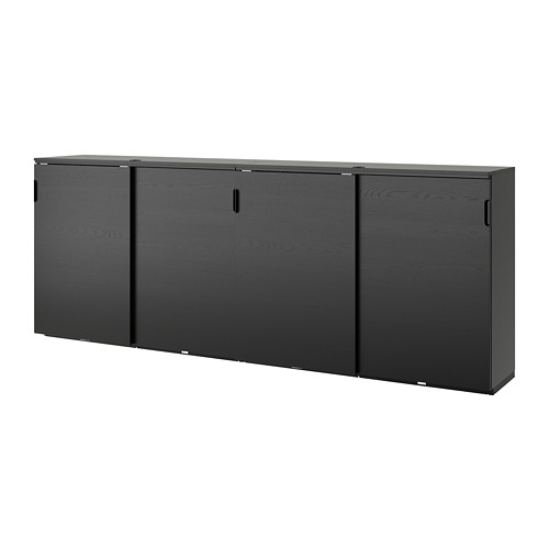 GALANT - 滑門收納組合, 黑色/實木貼皮 梣木 | IKEA 線上購物 - PE707224_S4
