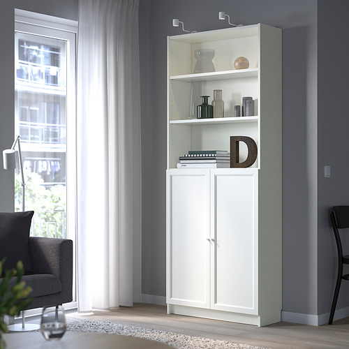 BILLY/OXBERG - bookcase with doors, white | IKEA Taiwan Online - PE845821_S4