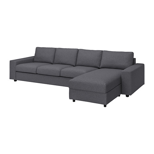 VIMLE - 4-seat sofa with chaise longue, with wide armrests/Gunnared medium grey | IKEA Taiwan Online - PE801490_S4