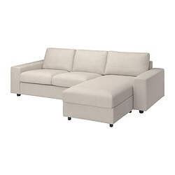 VIMLE - cover 3-seat sofa w chaise longue, with wide armrests/Hallarp beige | IKEA Taiwan Online - PE776411_S3