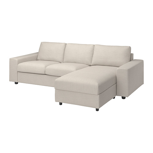 VIMLE - 三人座沙發附躺椅, 有寬敞扶手 附頭靠墊/Gunnared 米色 | IKEA 線上購物 - PE801516_S4
