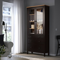 HEMNES - glass-door cabinet with 3 drawers, white stain/light brown | IKEA Taiwan Online - PE769478_S3