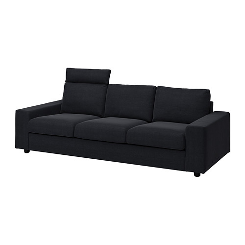 VIMLE - cover for 3-seat sofa, with headrest with wide armrests/Saxemara black-blue | IKEA Taiwan Online - PE801555_S4