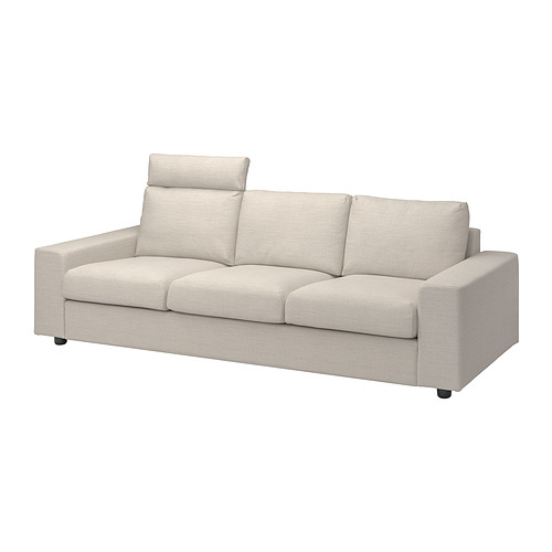 VIMLE - 3-seat sofa, with headrest with wide armrests/Gunnared beige | IKEA Taiwan Online - PE801557_S4
