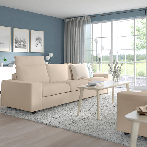 VIMLE - 3-seat sofa, with headrest with wide armrests/Hallarp beige | IKEA Taiwan Online - PE801568_S4