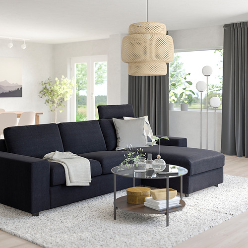 VIMLE - 3-seat sofa with chaise longue, with wide armrests with headrest/Saxemara black-blue | IKEA Taiwan Online - PE801598_S4