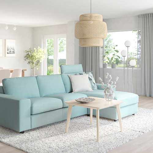 VIMLE - 3-seat sofa with chaise longue, with wide armrests with headrest/Saxemara light blue | IKEA Taiwan Online - PE801589_S4