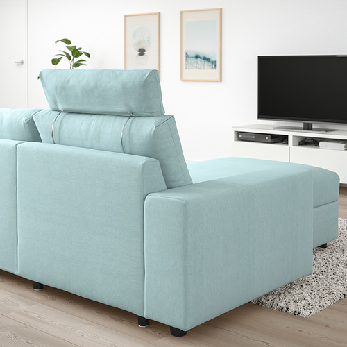 VIMLE - 3-seat sofa with chaise longue, with wide armrests with headrest/Saxemara light blue | IKEA Taiwan Online - PE801590_S4
