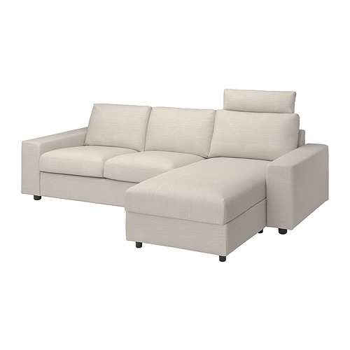 VIMLE - 3-seat sofa with chaise longue, with wide armrests with headrest/Gunnared beige | IKEA Taiwan Online - PE801579_S4