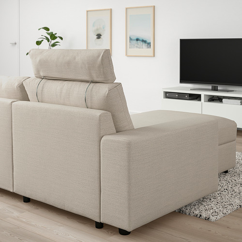 VIMLE - 3-seat sofa with chaise longue, with wide armrests with headrest/Gunnared beige | IKEA Taiwan Online - PE801580_S4