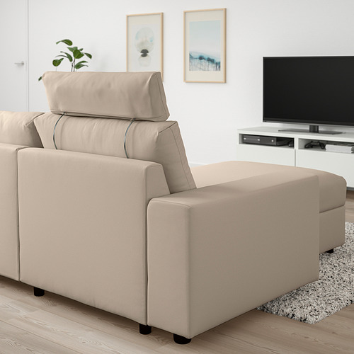 VIMLE - 3-seat sofa with chaise longue, with wide armrests with headrest/Hallarp beige | IKEA Taiwan Online - PE801584_S4