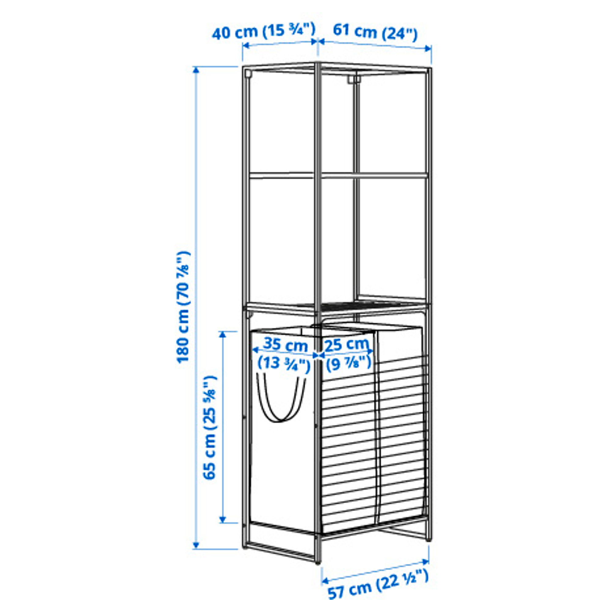 JOSTEIN shelving unit with bags