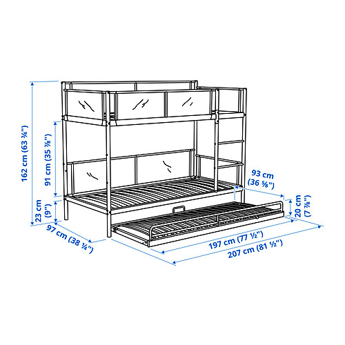 VITVAL bunk bed frame with underbed