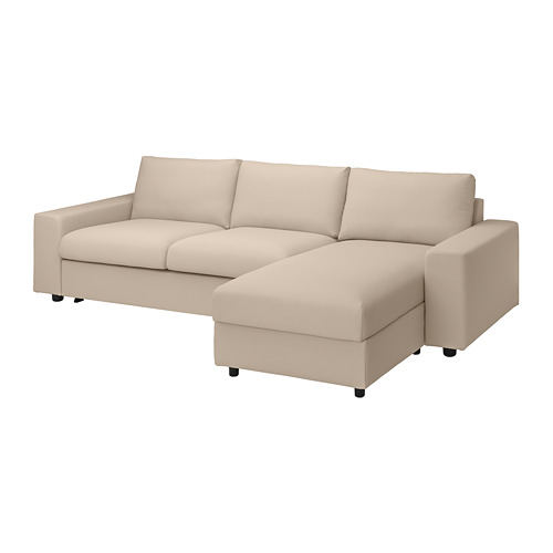 VIMLE - cover 3-seat sofa-bed w chaise lng, with wide armrests/Hallarp beige | IKEA Taiwan Online - PE801649_S4