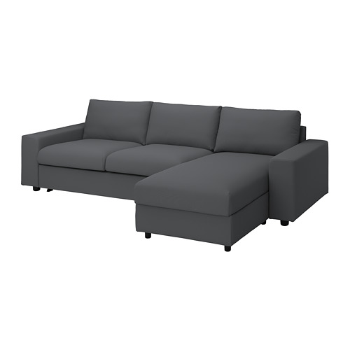 VIMLE - cover 3-seat sofa-bed w chaise lng, with wide armrests/Hallarp grey | IKEA Taiwan Online - PE801662_S4