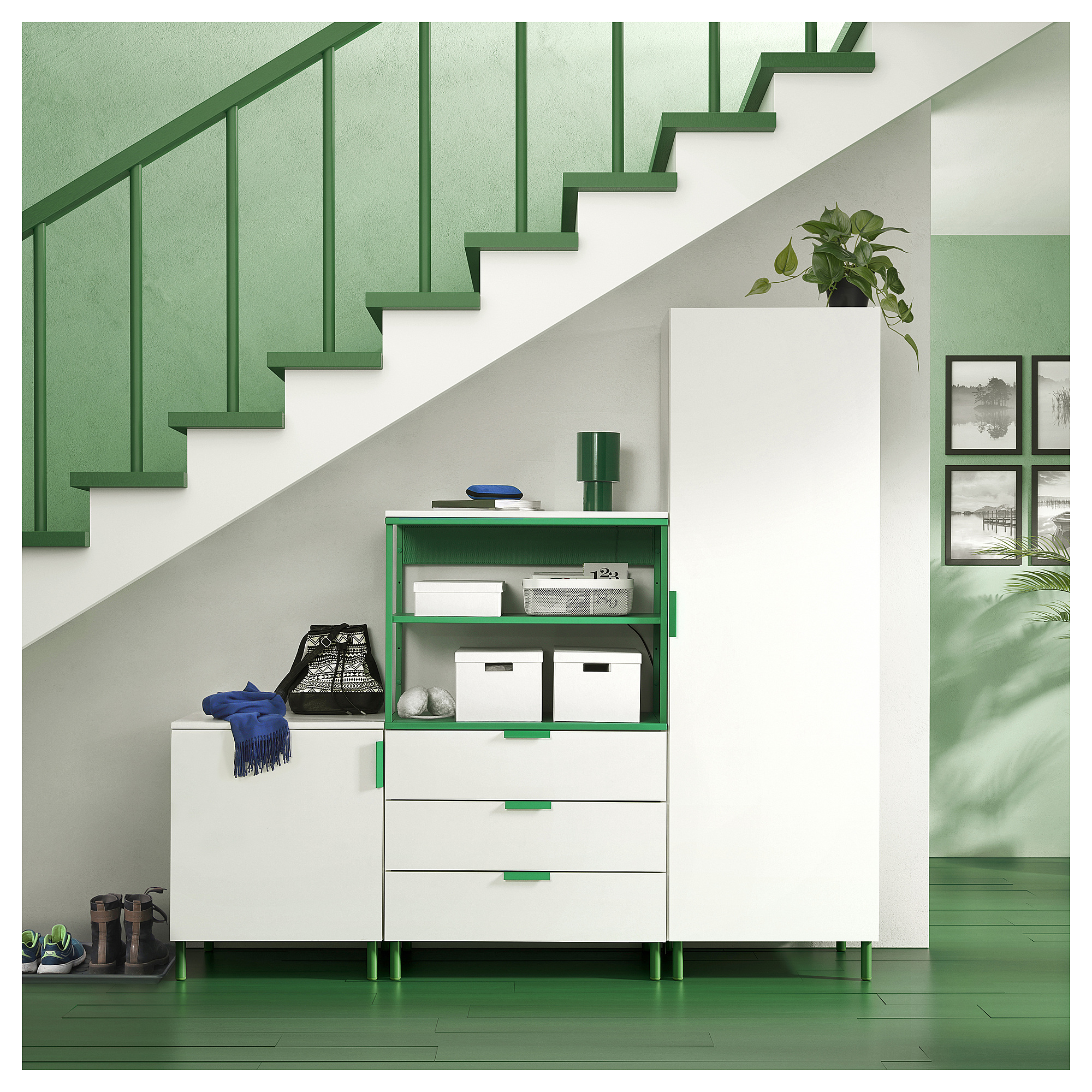 PLATSA wardrobe with 2 doors+3 drawers