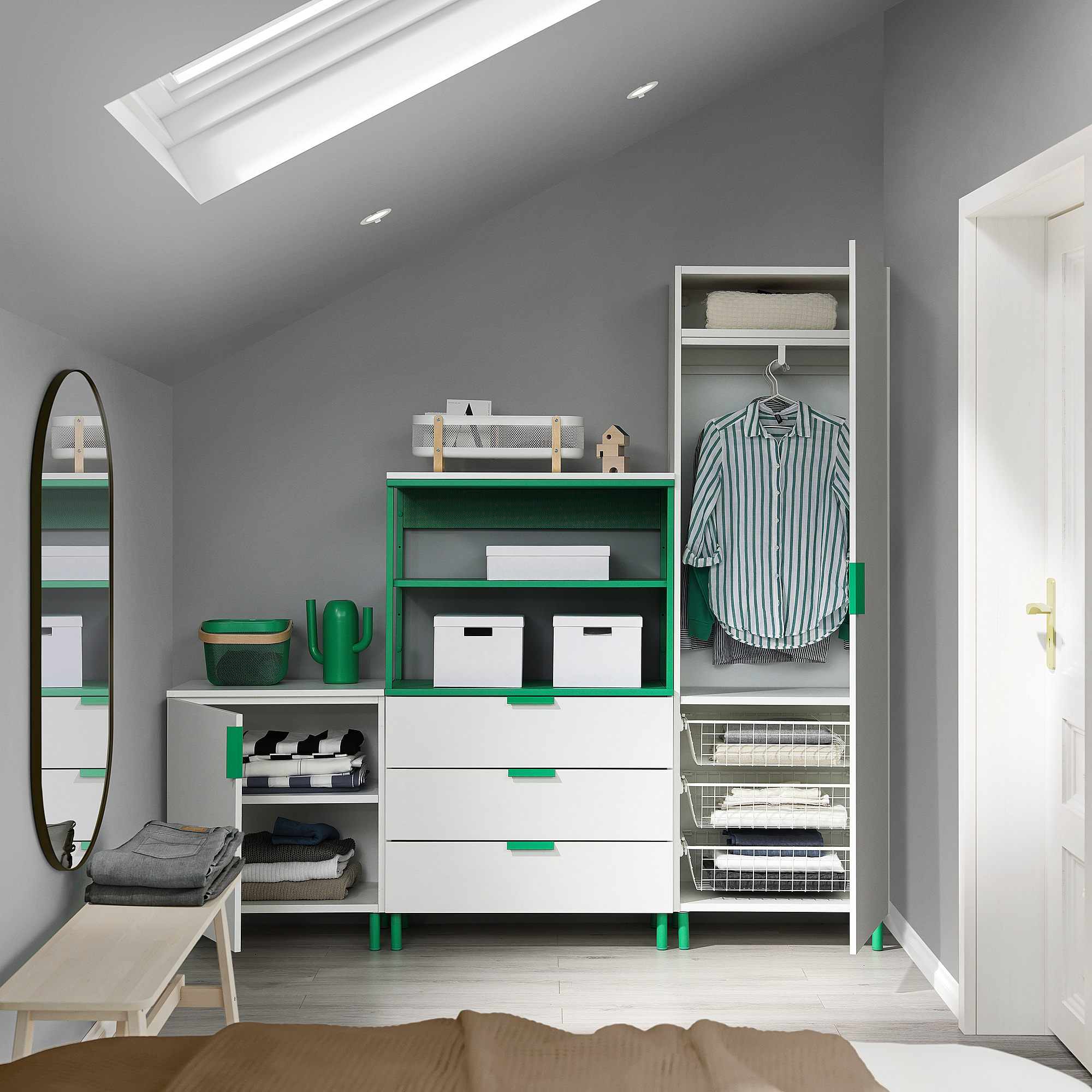 PLATSA wardrobe with 2 doors+3 drawers