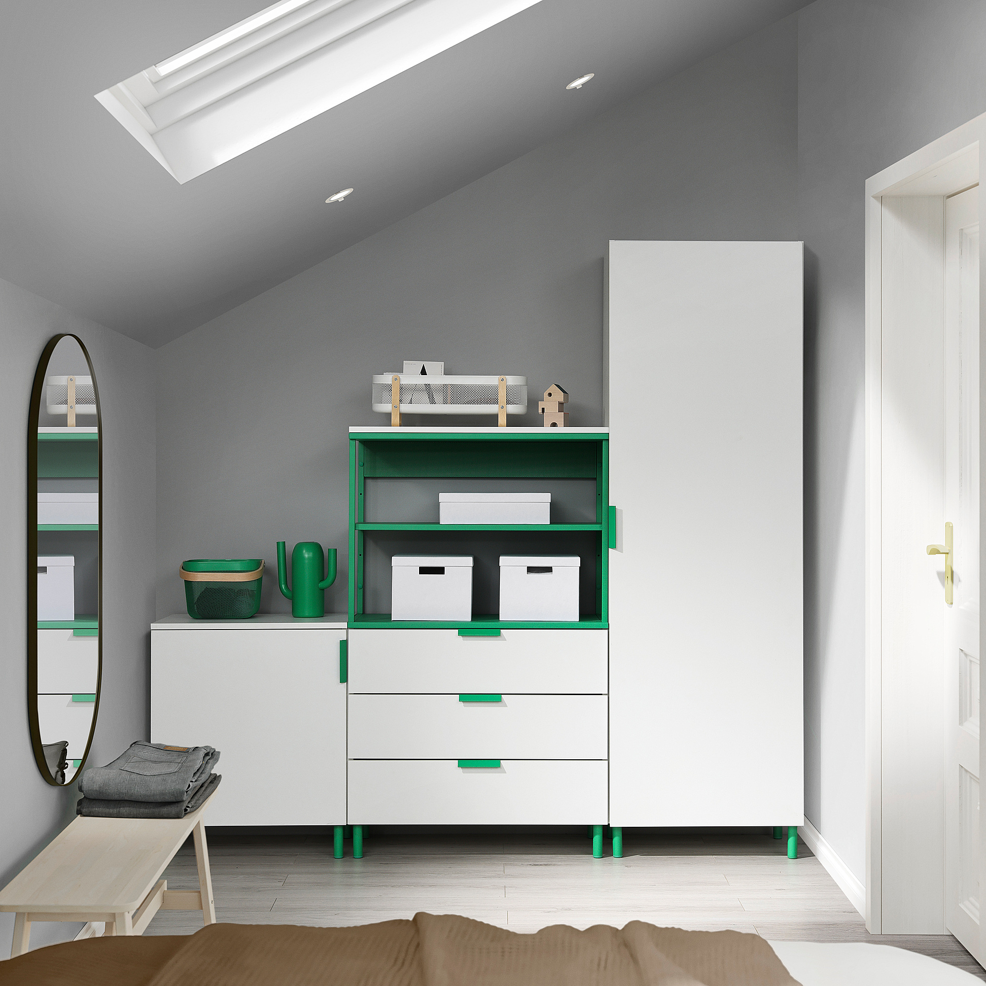 PLATSA wardrobe with 2 doors+3 drawers