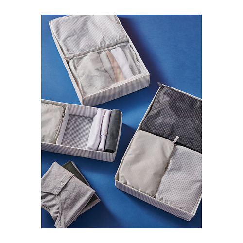 RENSARE - 衣物收納袋 3件組, 方格/灰色 黑色 | IKEA 線上購物 - PH168650_S4