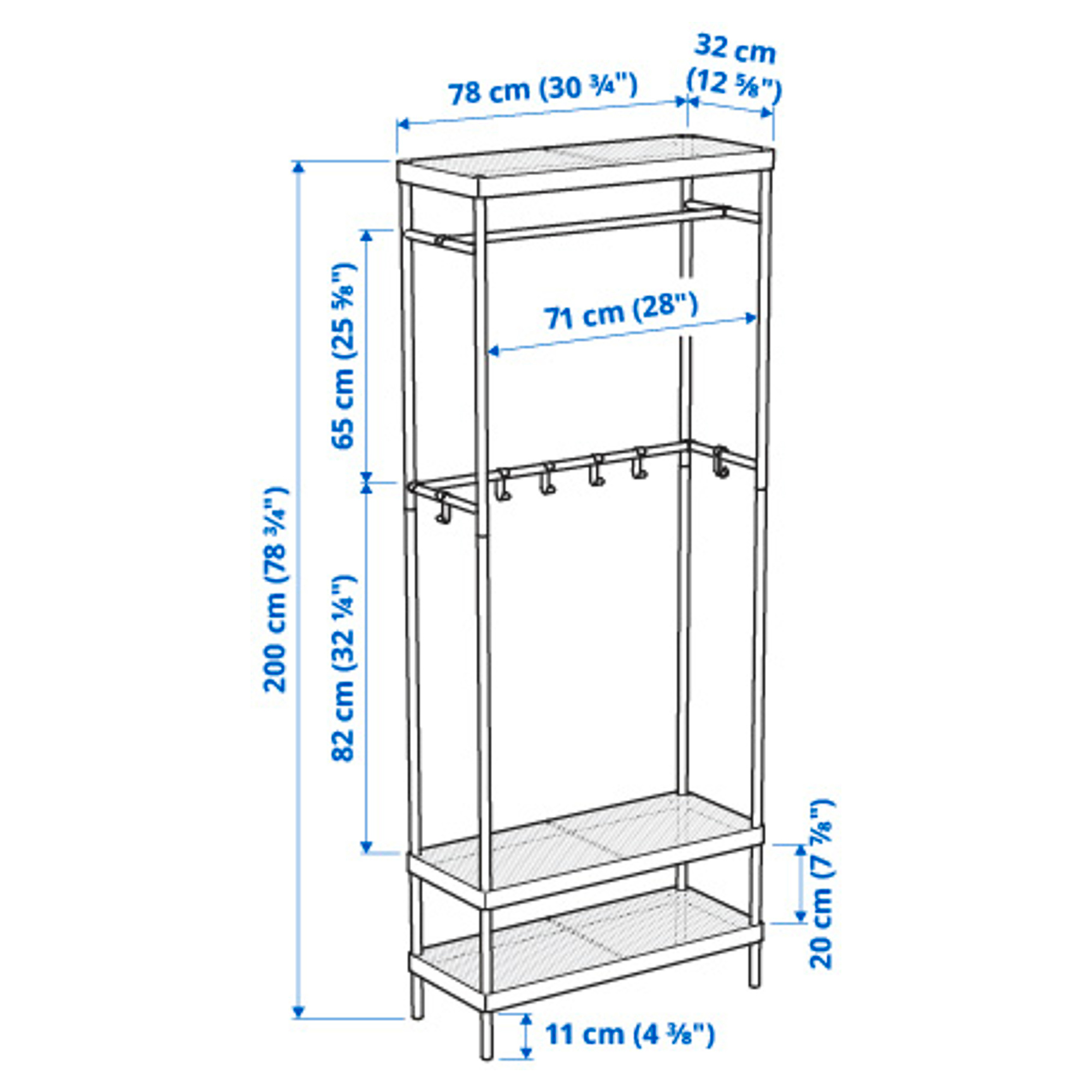 MACKAPÄR coat rack with shoe storage unit