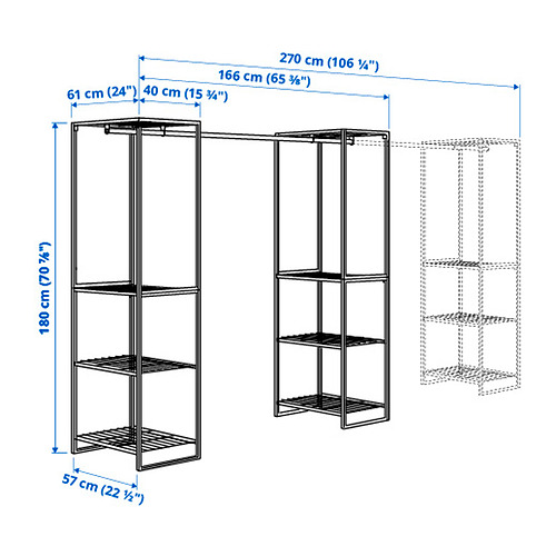 JOSTEIN shelving unit with clothes rod