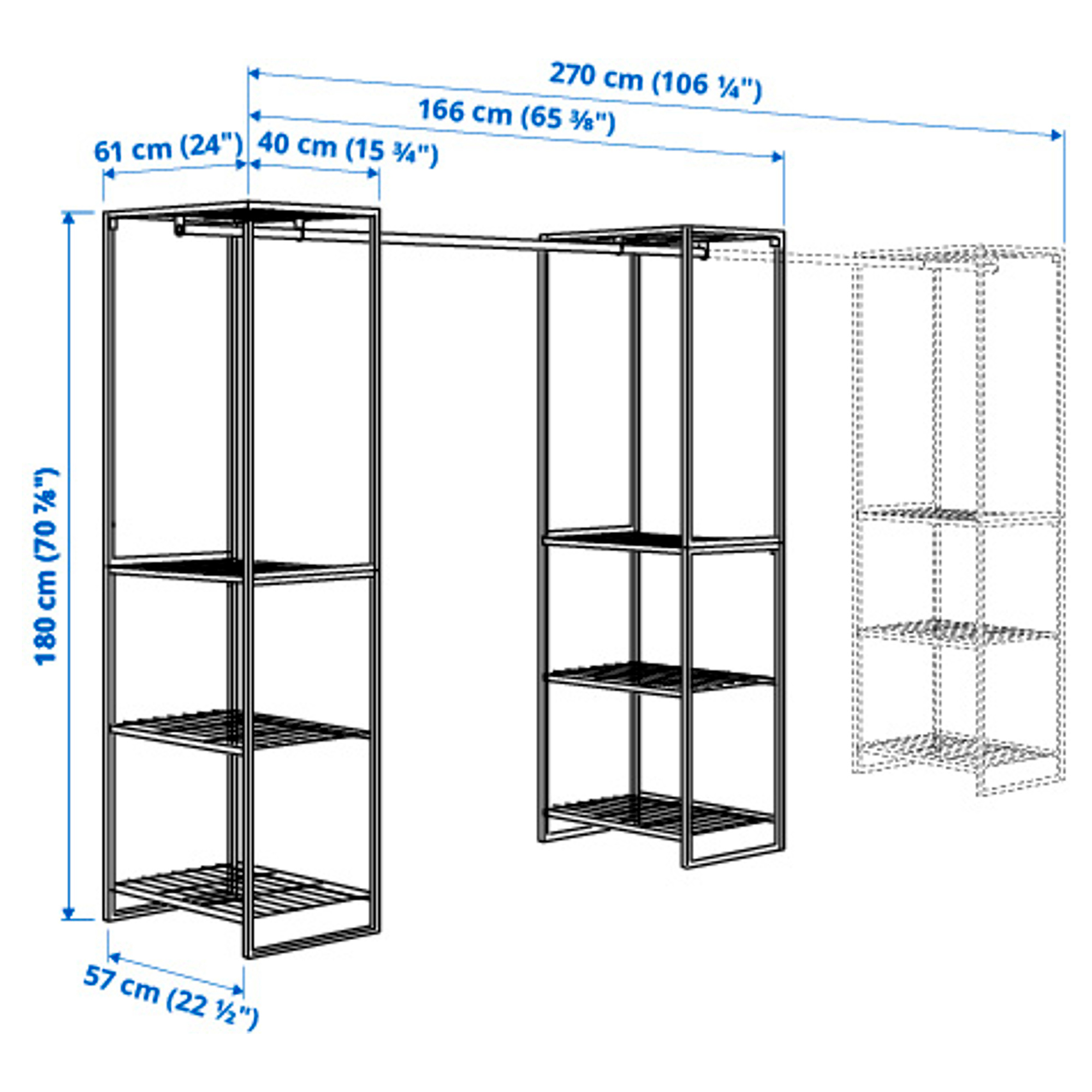 JOSTEIN shelving unit with clothes rod