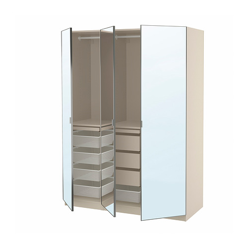 PAX/ÅHEIM - wardrobe combination, grey-beige/mirror glass, 150x60x201 cm | IKEA Taiwan Online - PE885378_S4