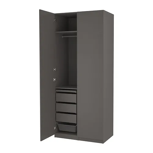 PAX/FORSAND - 衣櫃/衣櫥組合, 深灰色/深灰色, 100x60x236 公分 | IKEA 線上購物 - PE885386_S4