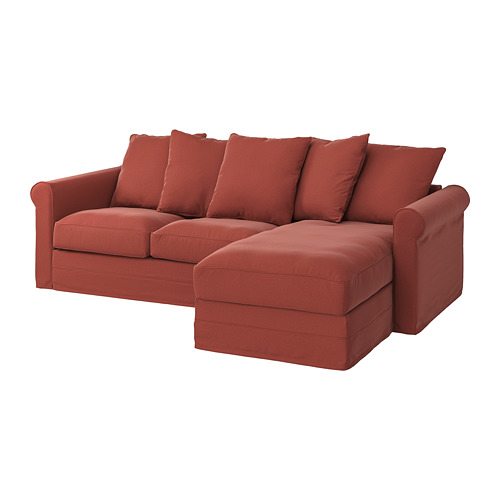 GRÖNLID - 3-seat sofa with chaise longue, Ljungen light red | IKEA Taiwan Online - PE780170_S4