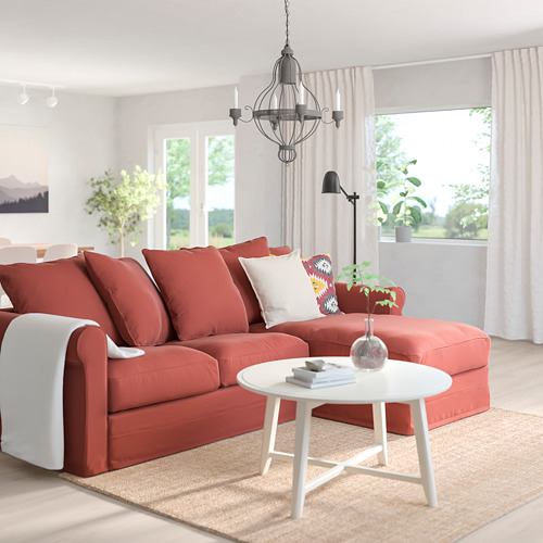 GRÖNLID - 3-seat sofa with chaise longue, Ljungen light red | IKEA Taiwan Online - PE780171_S4