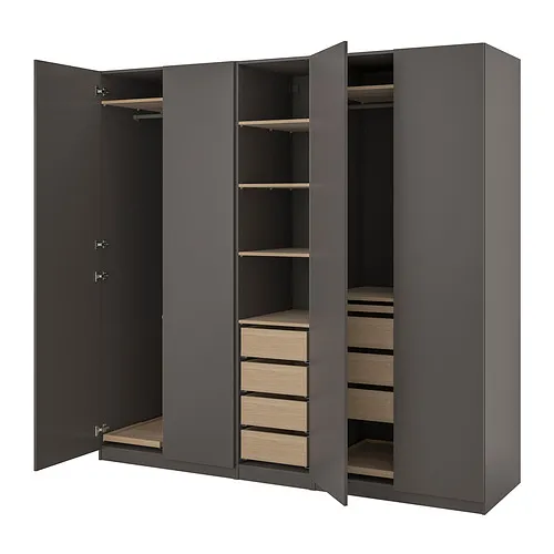 PAX/FORSAND - 衣櫃/衣櫥組合, 深灰色/染白橡木紋 深灰色, 250x60x236 公分 | IKEA 線上購物 - PE885390_S4