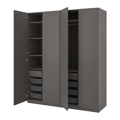 PAX/FORSAND - 衣櫃/衣櫥組合, 深灰色/深灰色, 200x60x236 公分 | IKEA 線上購物 - PE885393_S4