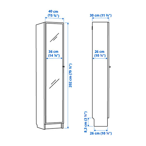 BILLY/HÖGBO bookcase combination w glass doors