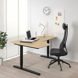 BEKANT - corner desk left sit/stand, white stained oak veneer/white | IKEA Taiwan Online - PE739645_S3