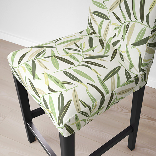 BERGMUND - bar stool with backrest, black/Fågelfors multicolour | IKEA Taiwan Online - PE846337_S4