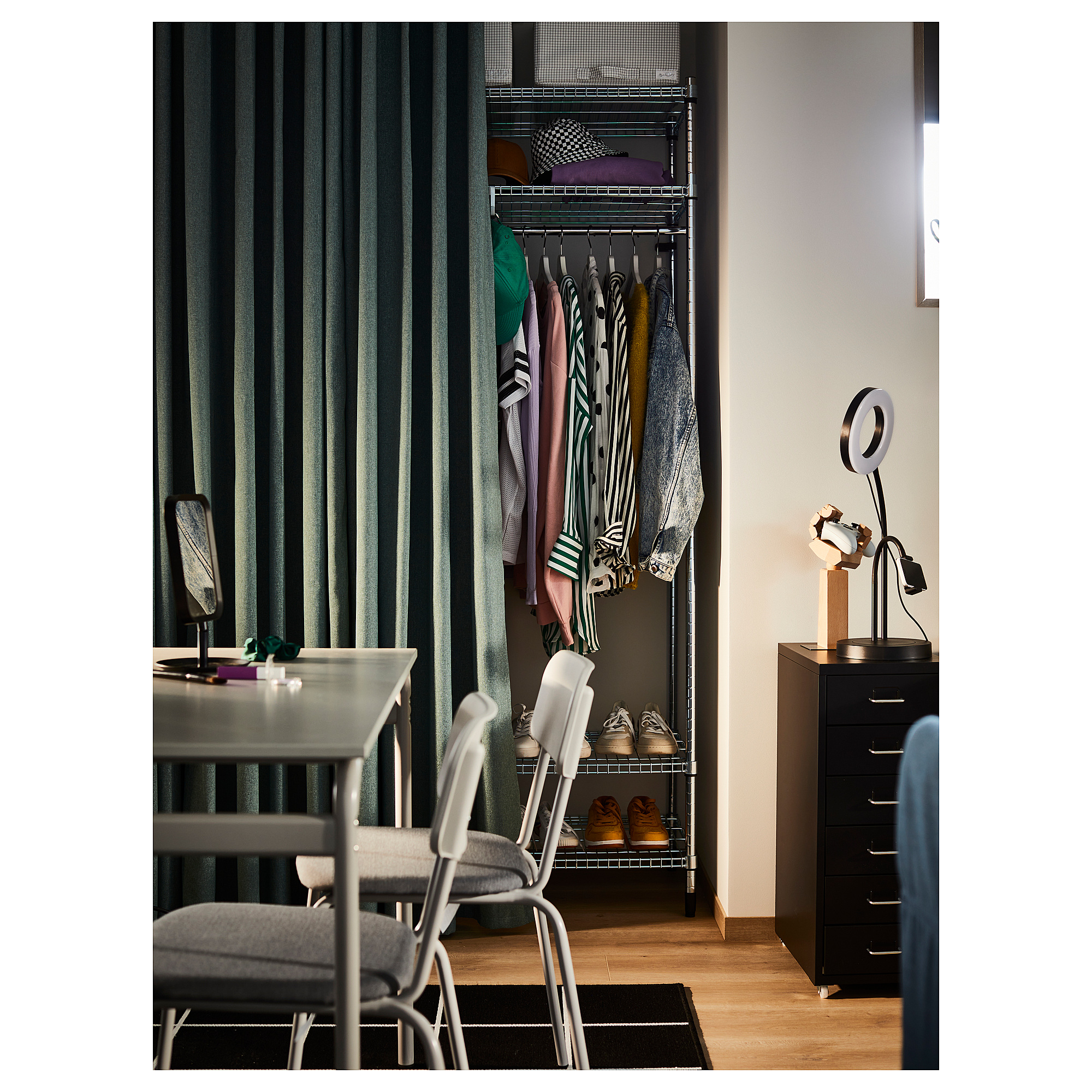 OMAR shelving unit with clothes rail